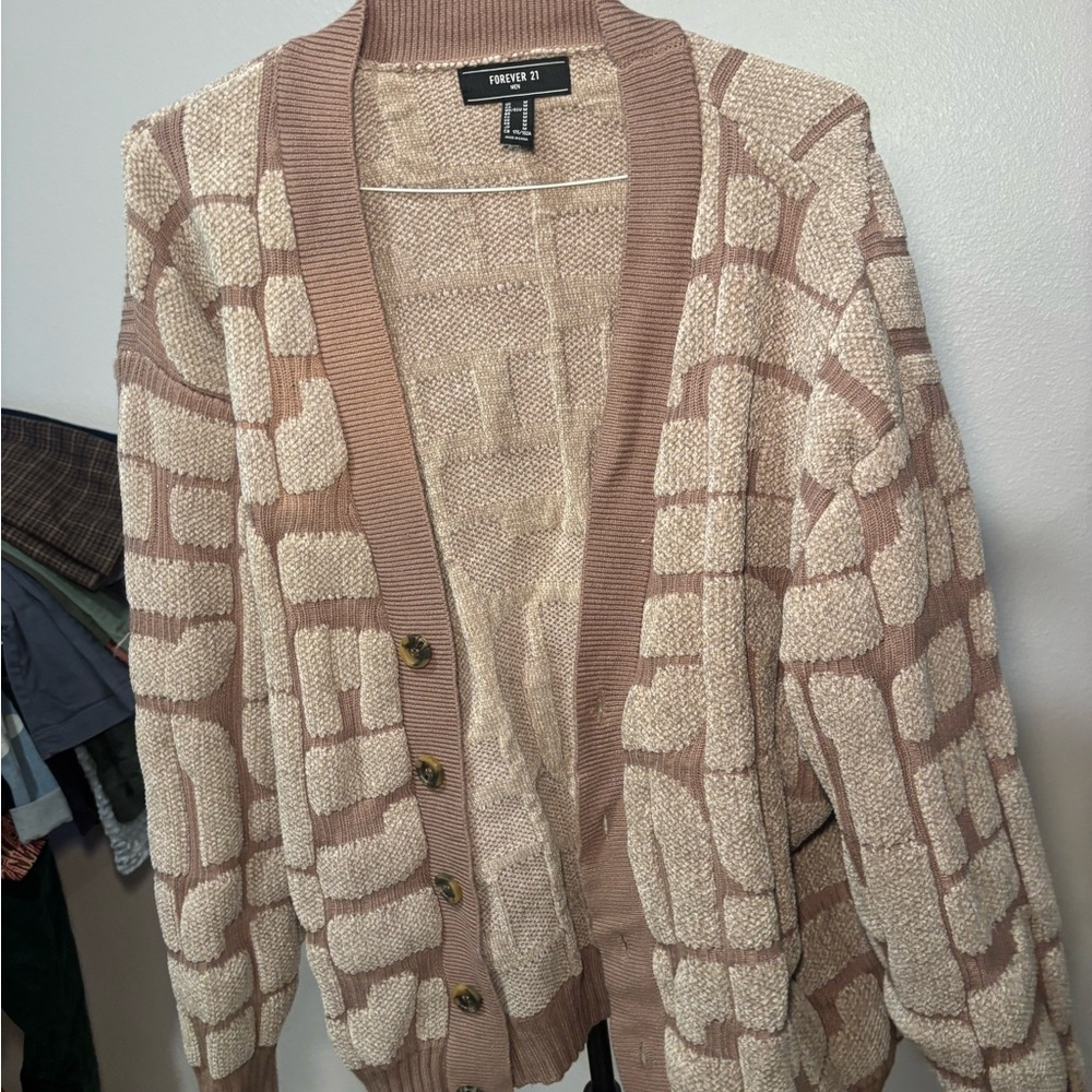 Forever 21 Tan and Cream Cardigan Sweater